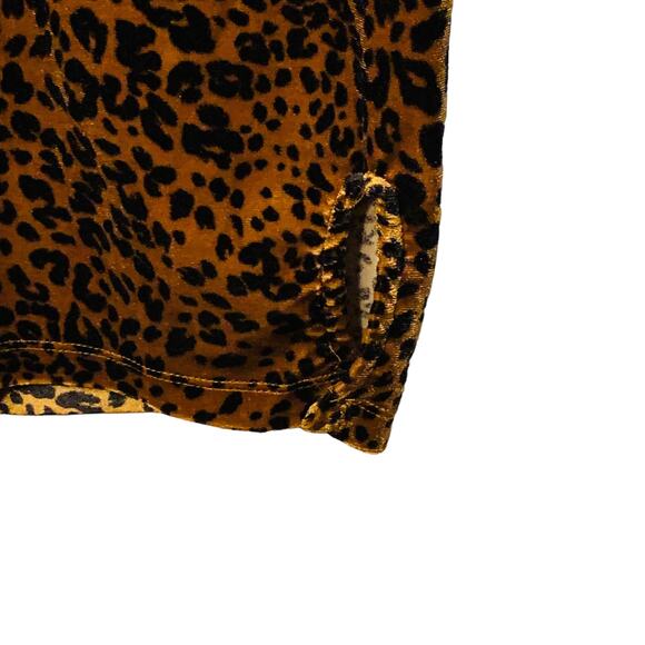 Forever 21 Leopard Print Long Sleeve Square Neck Velvet Mini Dress - Picture 5 of 7